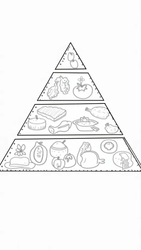 coloring page of food pyramid